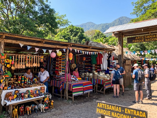 Mercado de artesanías a la entrada del parque