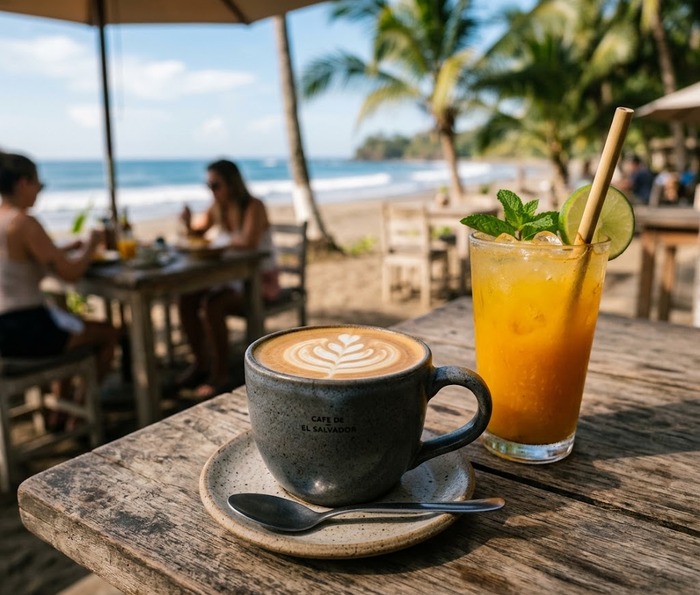 Café y brunch en una terraza