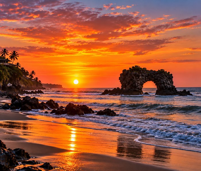 Atardecer sobre el mar en El Tunco