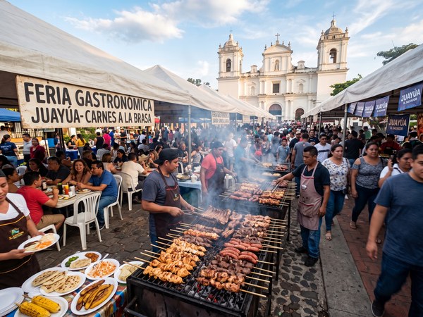 Feria Gastronómica de Juayúa, con puestos de comida