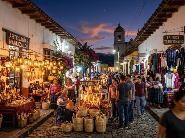 Mercado nocturno de artesanías en Nahuizalco